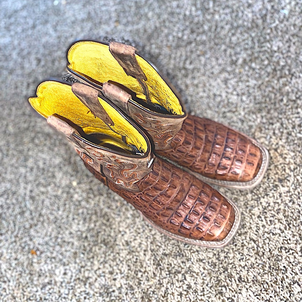 Horsepower Chocolate Nile Crocodile Print Boots Youth Brown